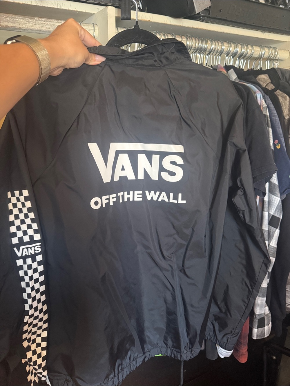 Vans Black Windbreaker Jacket w Checker Sleeve